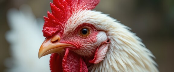 White Rooster Headshot Close-up