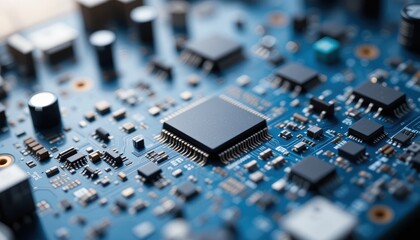 High-Tech Computer Circuit Board with Microchip