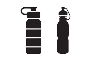 Two black silhouette water bottles side by side