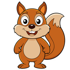Fototapeta premium A cute and funny vector illustration of a happy baby brown squirrel character with a big smile