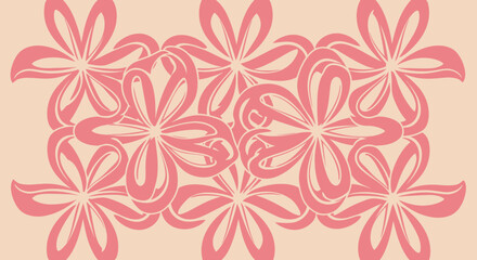 Fototapeta premium Pink floral pattern overlay on a peach background