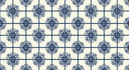 Blue floral pattern squares