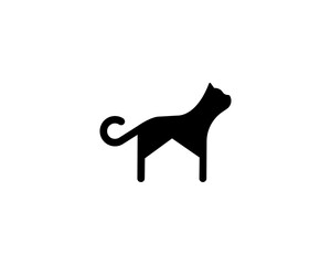 Cat, home logo design template. Creative minimalistic shelter, pet care, cat hotel  sign icon logotype.