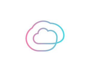 Thin line cloud loop  icon logo design template. Minimalistic data, upload, storage  sign symbol mark logotype.