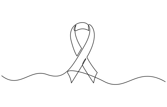 Continuous one line drawing of breast cancer awareness ribbon vector illustration. EPS 10 - Powered by Adobe