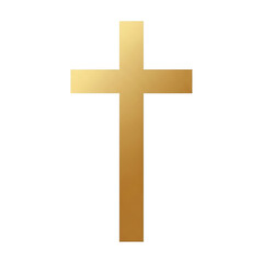 Golden Christian Cross Isolated on Transparent Background