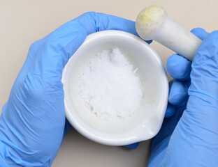 Sodium hydroxide, also known as lye and caustic soda.