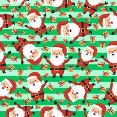 Seamless pattern Cheerful santa claus celebration christmas theme pattern design graphic art whimsical style