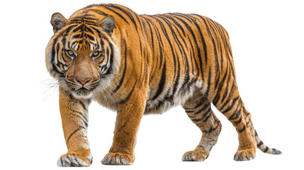 Obraz premium Majestic Bengal Tiger Walking – Isolated on Transparent Background for Wildlife and Nature Design
