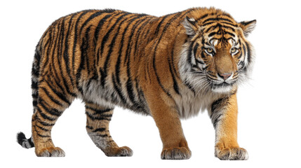 Obraz premium Majestic Bengal Tiger Walking – Isolated on Transparent Background for Wildlife and Nature Design