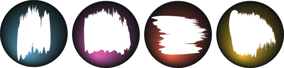 Vivid Brush Marks with Hand-Drawn Gradiant Circle Grunge Textures – A Complete Collection of Artistic Grunge Brushes and Bold Paint Stroke Borders on White Background