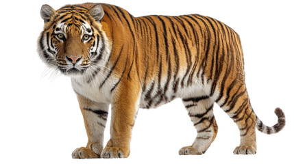 Fototapeta premium Majestic Bengal Tiger Walking – Isolated on Transparent Background for Wildlife and Nature Design