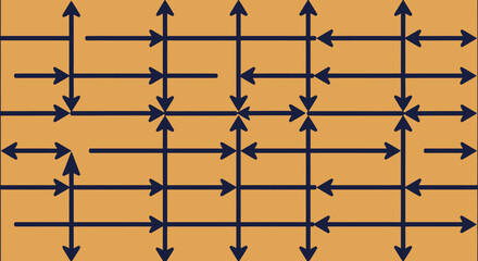 Grid of arrows pointing various directions on orange background
