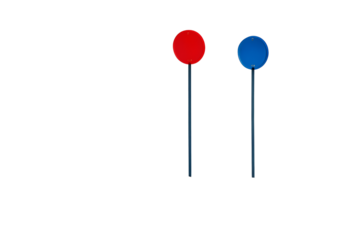 Two round colored sport markers on poles isolated on white background, clean closeup layout for training or game design concept. Ai generative