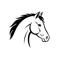 Vector art of elegant black and white horse head silhouette
