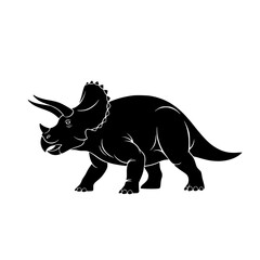 Fototapeta premium Vector art of black silhouette of triceratops dinosaur
