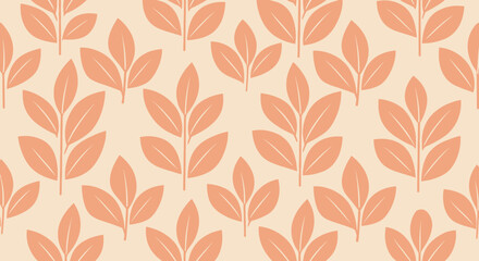 Seamless plant pattern with stylized leaves on a light background