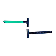 Two disposable razors on a clean white background displaying personal grooming tools