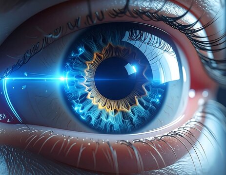 Close-up of an eye with futuristic design