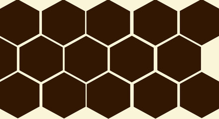 Brown hexagons arranged in a honeycomb pattern on light background