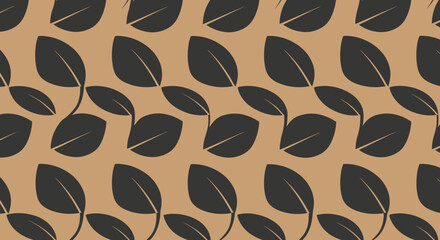 Dark leaves pattern on tan background