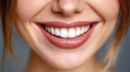 A woman with a big smile on her face, showing off her teeth. Concept of happiness and confidence