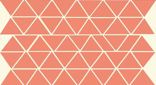 Pattern of peach triangles on off-white, horizontally aligned