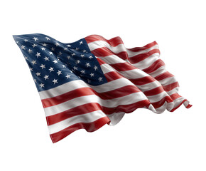 Obraz premium The american flag waving majestically, isolated on a transparent background, symbolizing freedom and patriotism