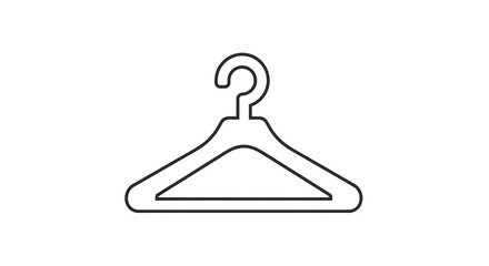 Isolated simple coat hanger outline on white background ideal for clothing design element
