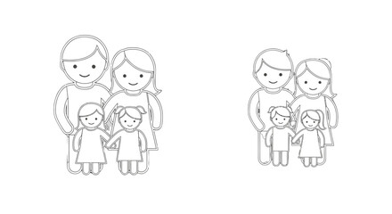Fototapeta premium Outlined family stick figures depicting togetherness and familial bonds in monochrome