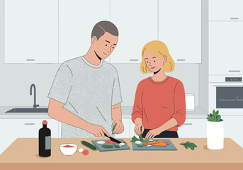 Obraz premium Cooking together a fun culinary experience in a modern kitchen food preparation home environment engaging viewpoint