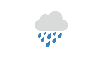 Weather icon with gray cloud and blue raindrops symbolizing precipitation forecast