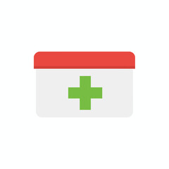 Obraz premium Simple flat icon of a first aid kit. Medical box symbol for emergency and healthcare, isolated vector illustration.