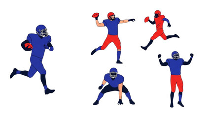 American Football Players Silhouettes – Vector Illustration Set AI EPS PNG JPEG