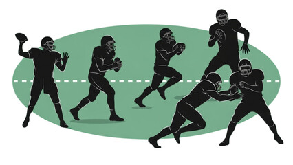 American Football Players Silhouettes – Vector Illustration Set AI EPS PNG JPEG