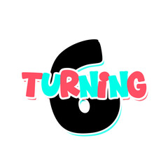 Birthday Celebration Typography Design – Bright Number Six with Bubble Letters