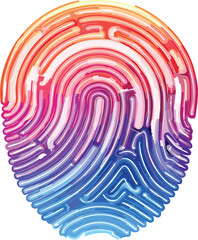 Digital Fingerprint Scanner with Glowing Lines for Biometric Security, Cyber Technology, and Futuristic Identification Systems