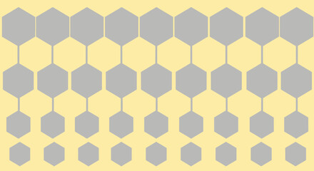 Honeycomb network grey hexagons connected on yellow