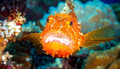 Close-up of an orange fish on coral reef