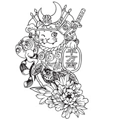 cat tattoo samurai three