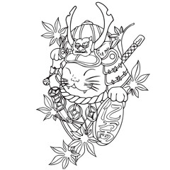 cat tattoo samurai two