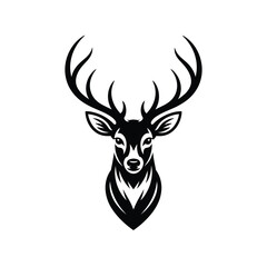 Majestic stag head silhouette with large antlers