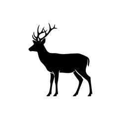 Obraz premium Vector art of majestic deer silhouette with large antlers