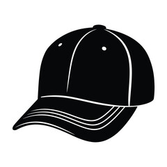 Black baseball cap silhouette with white outline detail