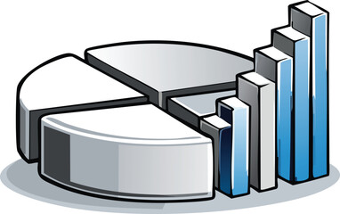 Pie Chart Morphing into a Bar Graph Representing Data Visualization and Analytics
