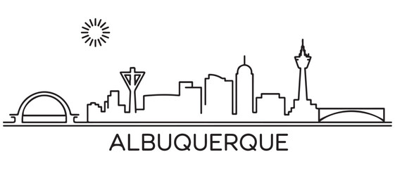 Albuquerque Line Art skyline silhouette. Black Albuquerque design isolated. with white background