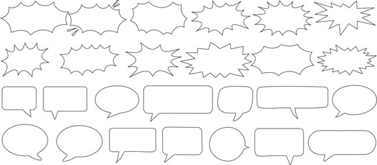 Comic Speech & Thought Bubble Set – Vector Outline Collection

