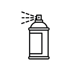 Simple line art icon of a spray can dispensing aerosol