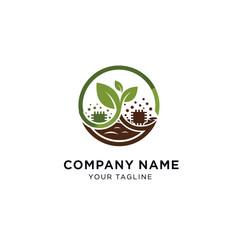 Modern AgriTech Logo Design with Green Plant, Soil, and Circuit Board Elements Representing Farming and Sustainable Technology, Flat Vector Elements, Vector Illustration, Simple Vector, Stylized