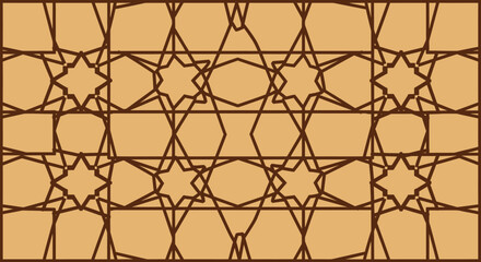 Fototapeta premium Brown geometric pattern on tan background